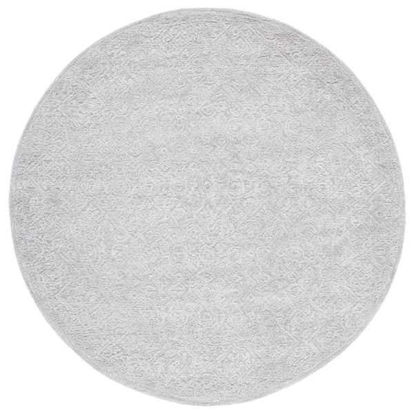SAFAVIEH Martha Stewart Gray 6 ft. x 6 ft. Abstract Solid Color Round Area Rug