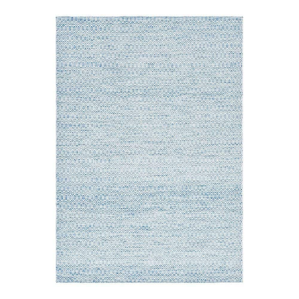 Cloud Blue Geometric Wool Flatweave Rug 6' x 9'