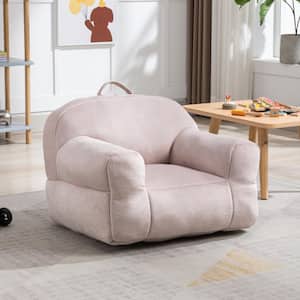 25.6 in. Kid's Lazy Sofa Velvet Fabric Memory Sponge Stuffed Bean Bag Chair For Children, Pink