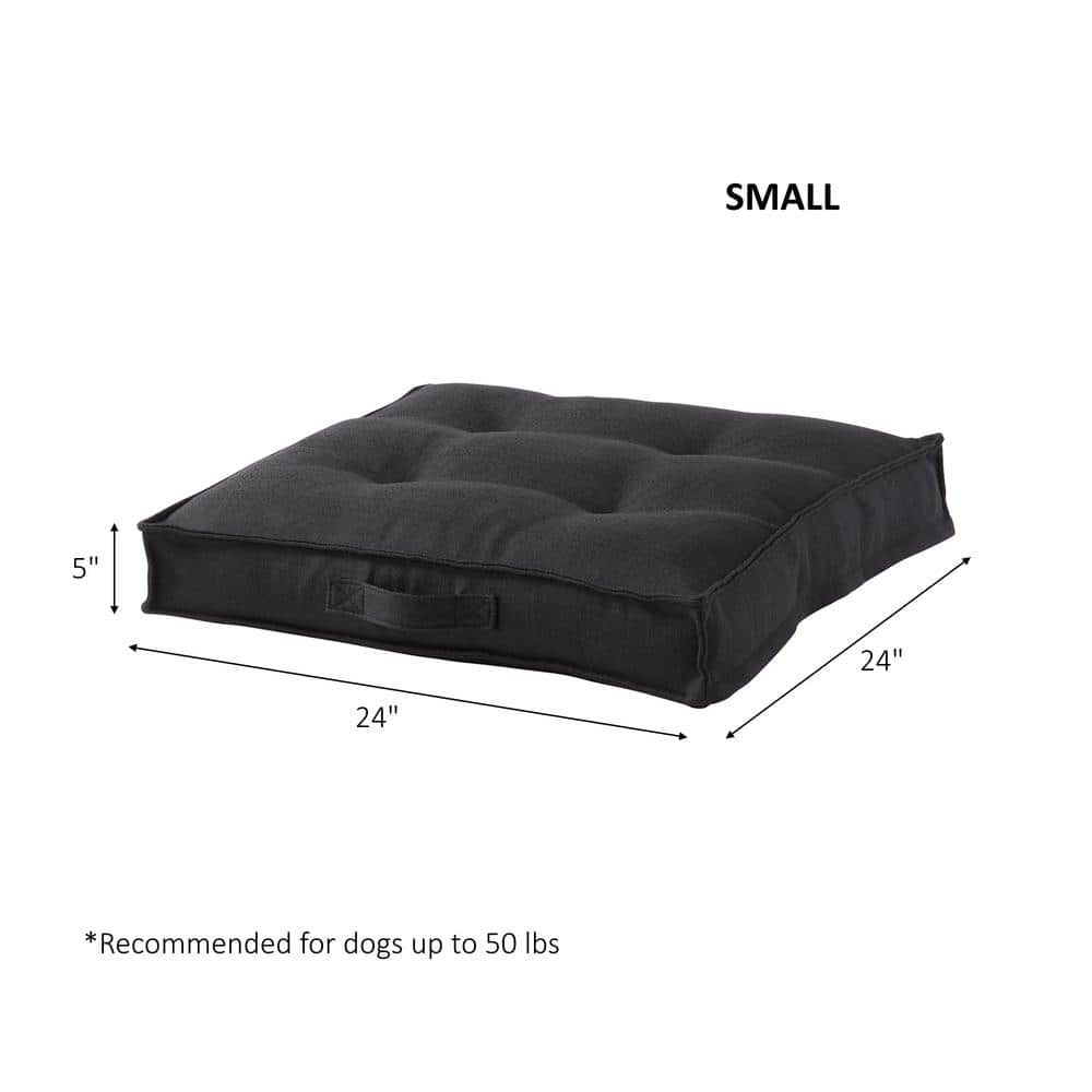 Small Black Tufted Polyester Square Dog Bed