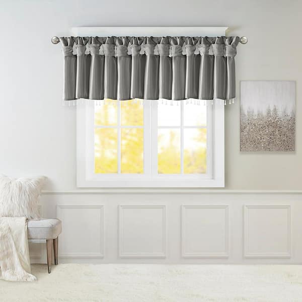 Madison Park Natalie 26 in. L 50 in. W Charcoal Polyester Light Filtering Window Valance