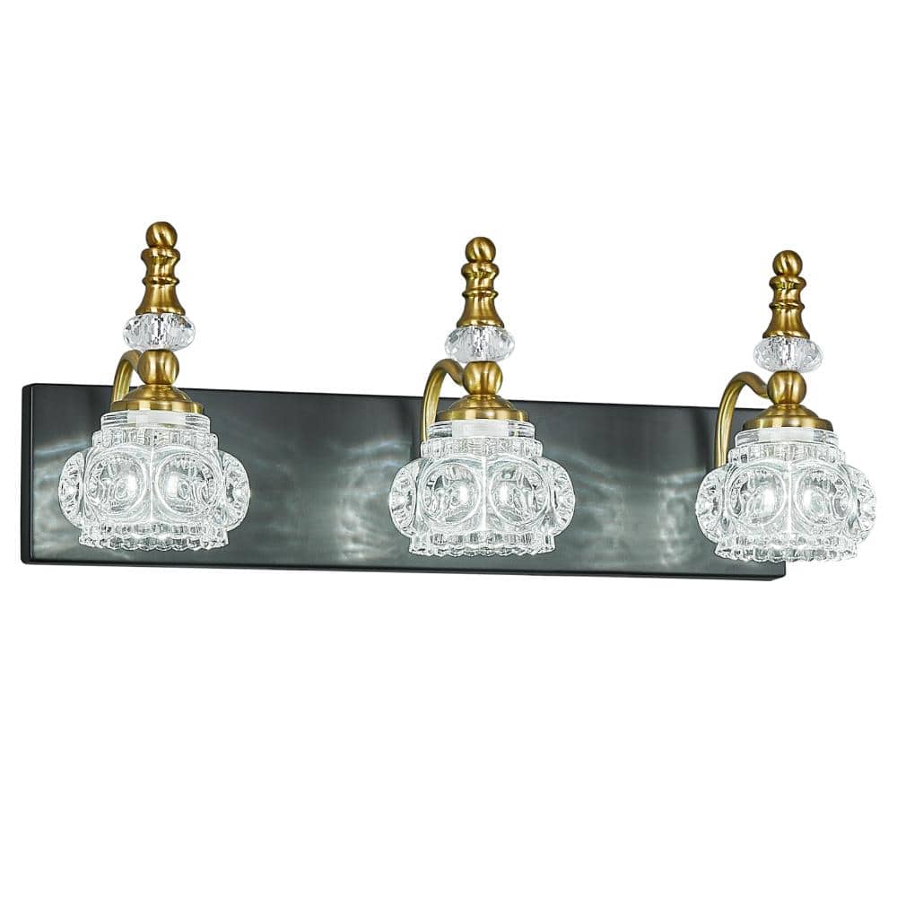 19.68 in. 3-Light BlackGold Vanity Light Clear Glass For Bathroom Mirror Bedroom Hallway Farmhouse price history on PriceWatchPro