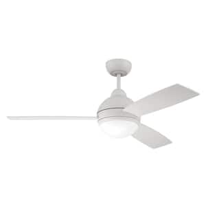 Keen 48 in. Indoor Dual Mount White Finish Ceiling Fan with Integrated LED Light and Remote/Wall Control Included