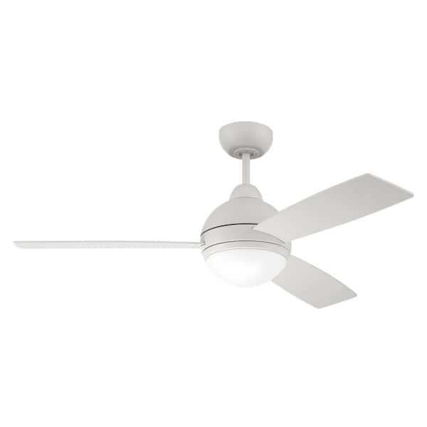 CRAFTMADE Keen 48 in. Indoor Dual Mount White Finish Ceiling Fan with Integrated LED Light and Remote/Wall Control Included