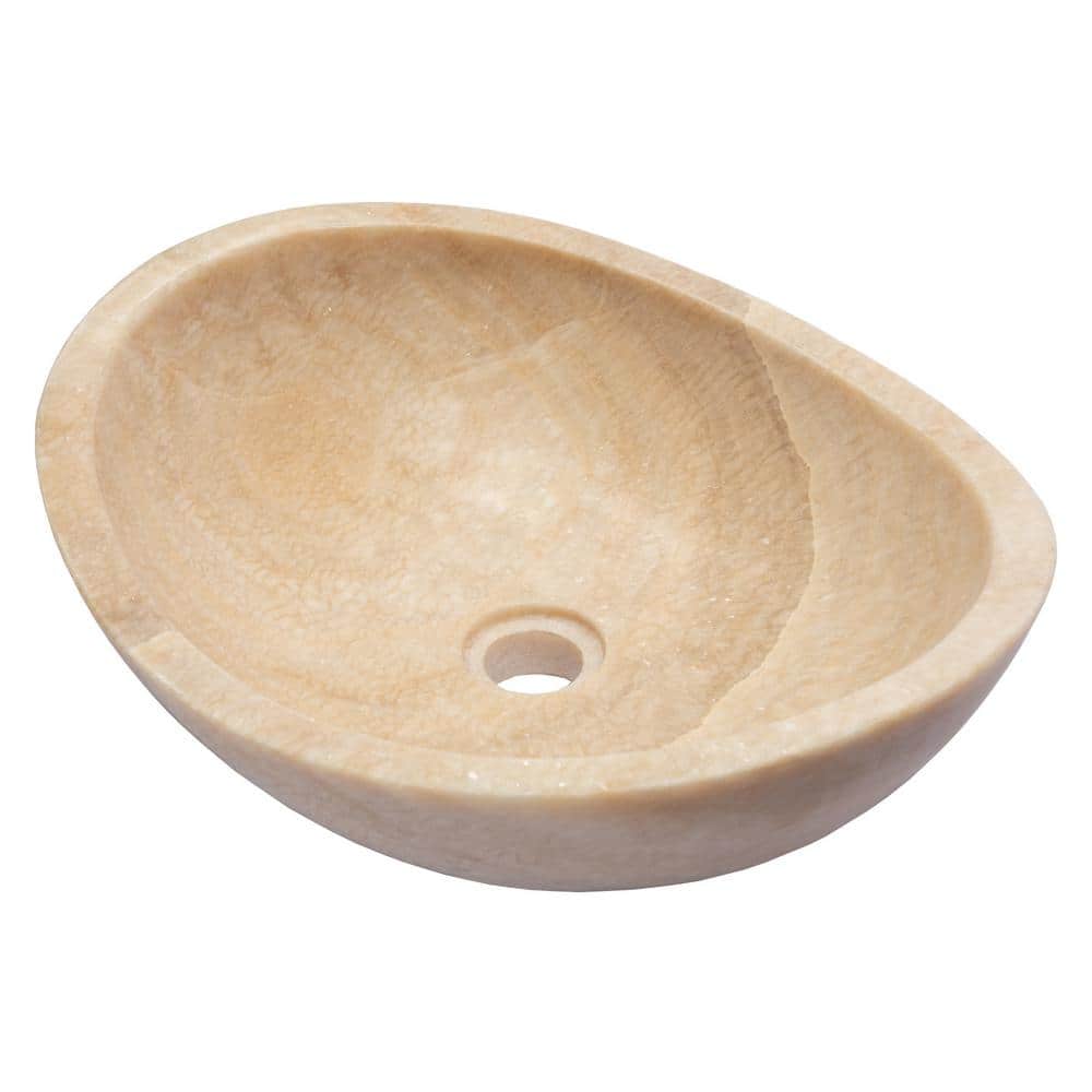 18'' Beige Stone Oval Vessel Bathroom Sink
