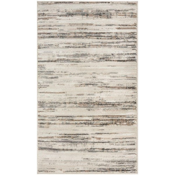 Serenity Home Ivory Beige 2 ft. x 4 ft. Abstract Contemporary Area Rug
