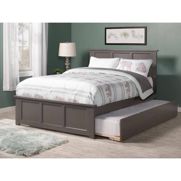 AFI Madison Full Platform Bed with Matching Foot Board with Twin Size Urban Trundle Bed in Grey