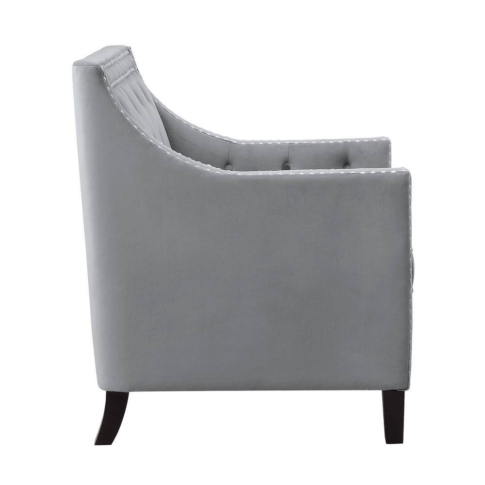 Grazioso Gray Velvet Upholstered Accent Chair with Nailhead Trim