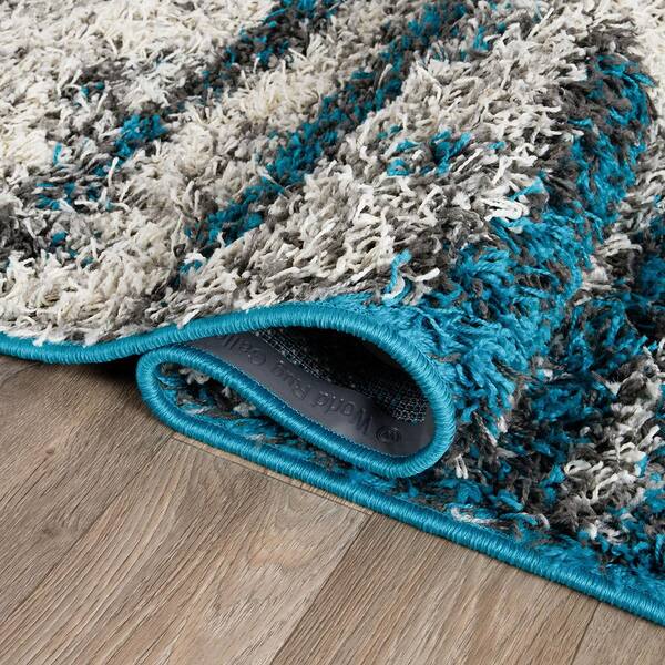 Flash Furniture Modern High-Low Pile Swirled 5' x 7' Turquoise Area Rug - Olefin Accent Rug