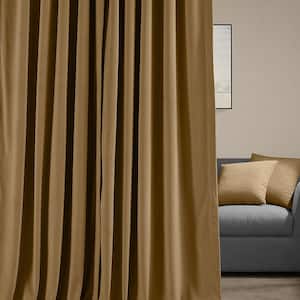 Amber Gold Extra Wide Velvet Rod Pocket Blackout Curtain - 100 in. W x 108 in. L (1 Panel)