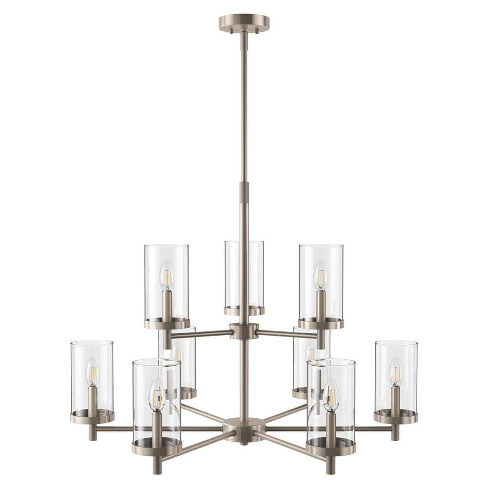 aiwen 31 in. 9-Light 2-Tier Large Kitchen Island Chandelier Brushed ...