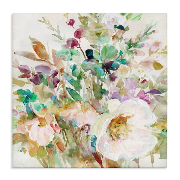 Opaque Distressed Blooms by Carol Robinson Unframed Nature Graphic Art Print 36 in. x 36 in.