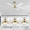WINGBO 60 in. 8-Blade LED Gold & White Ceiling Fan