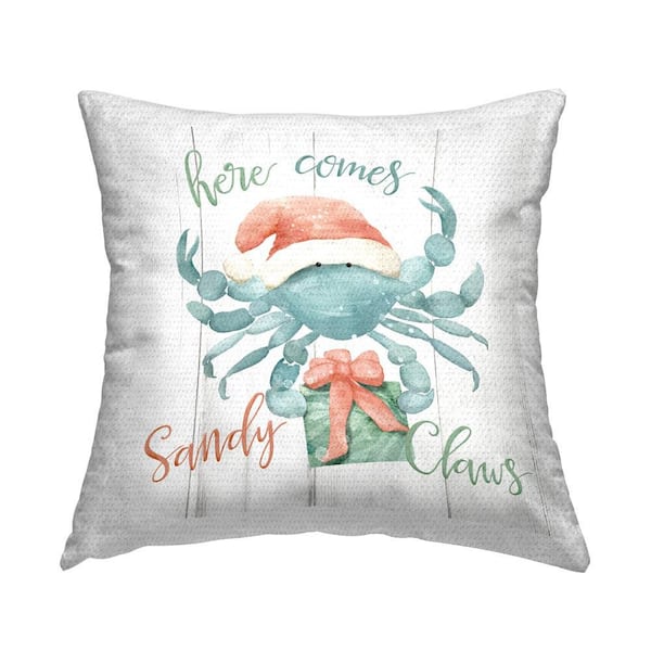 Holiday Sandy Claws Outdoor Printed Throw Pillow by Deane Beesley