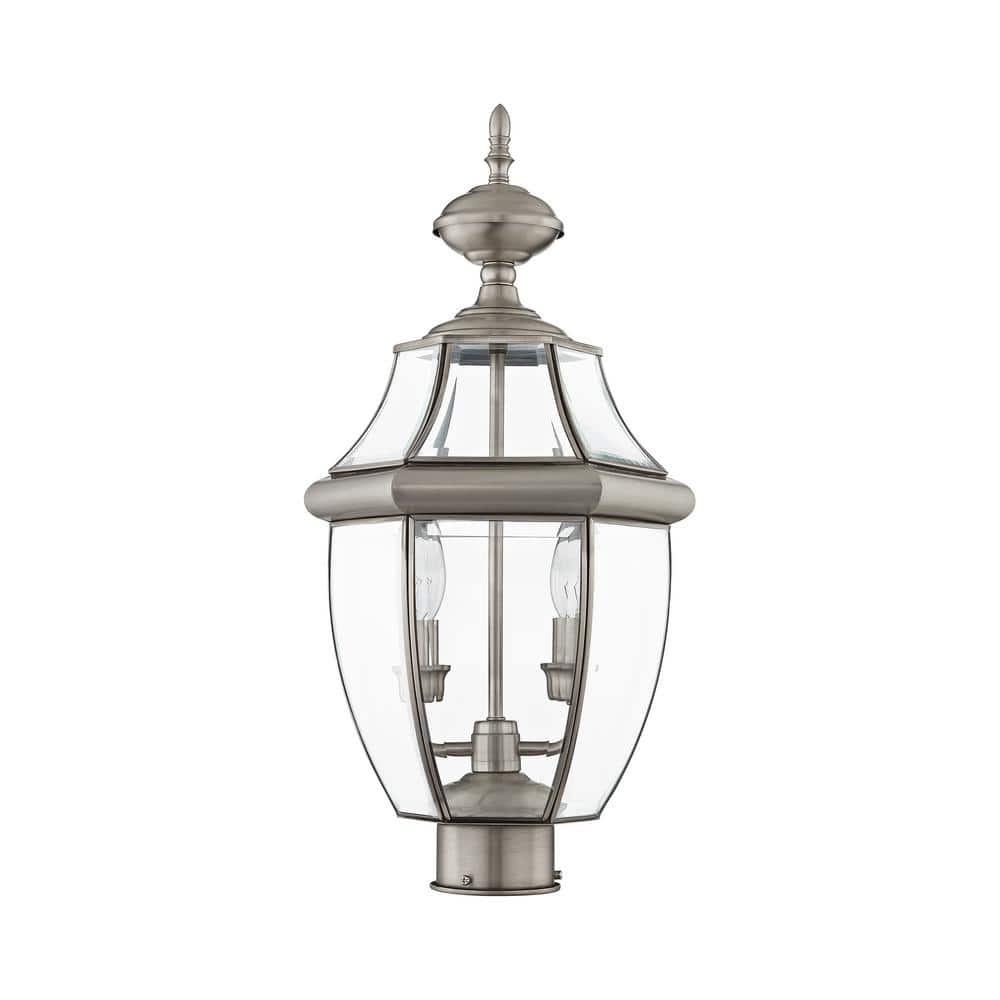Monterey Colonial Style Brushed Nickel 2-Light Outdoor Lantern