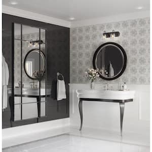 Clear Glass 18 in. 2-Light Matte Black Transitional Vanity Light with Clear Glass for Bathroom