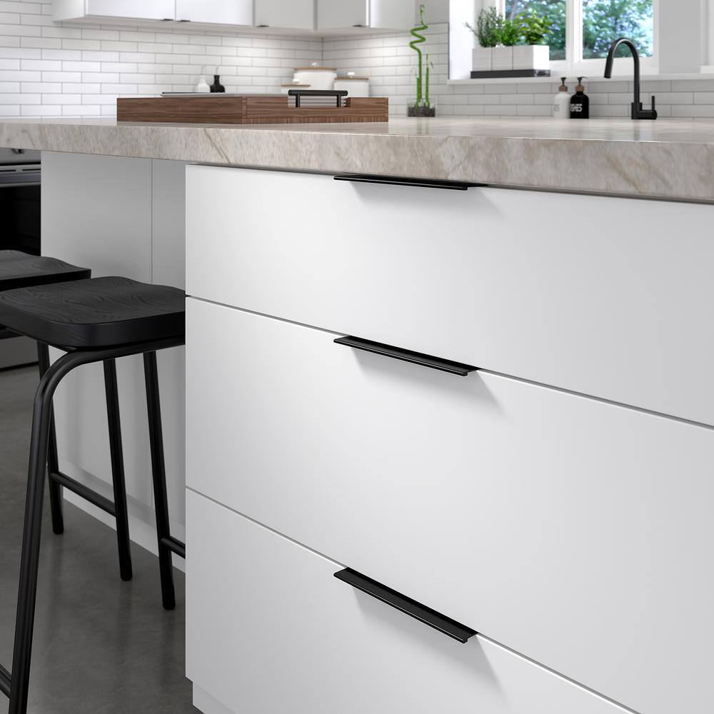 Brushed Black Aluminum Modern Finger Cabinet Pull with Mounting Hardware