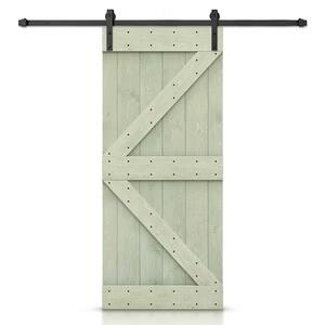 K Series 30 in. x 84 in. Solid Sage Green Stained DIY Pine Wood Interior Sliding Barn Door with Hardware Kit