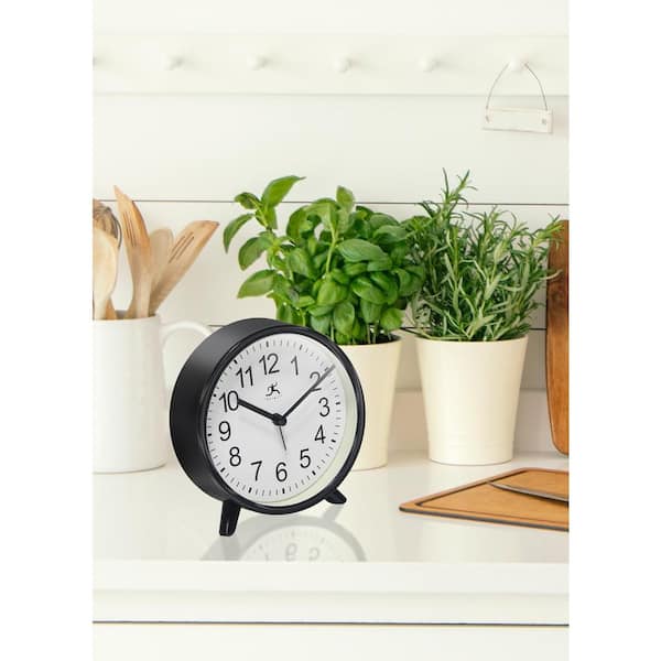Infinity Instruments 5.75 in. Tabletop Alarm Clock, Black 15684BK