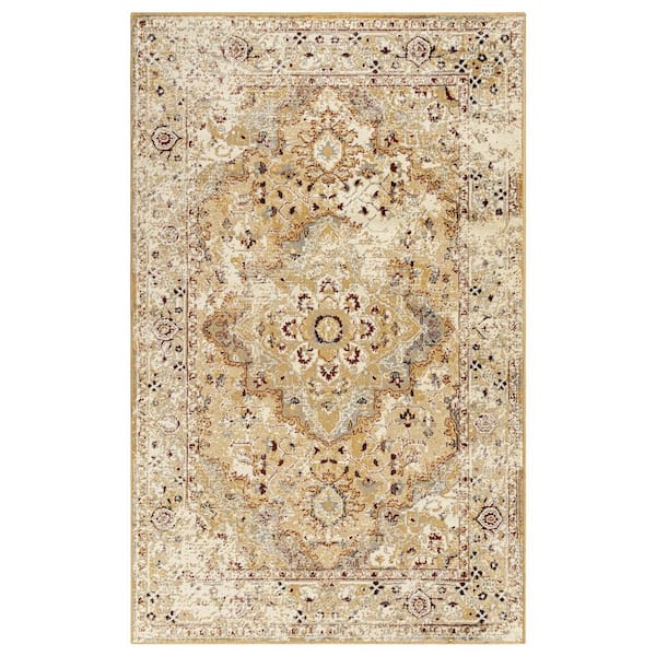 SUPERIOR Nysa Camel 8 ft. x 10 ft. Rectangle Floral Diamond Geometric Polypropylene Area Rug