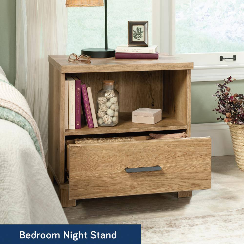 Timber Oak 1-Drawer Nightstand with Open Shelf