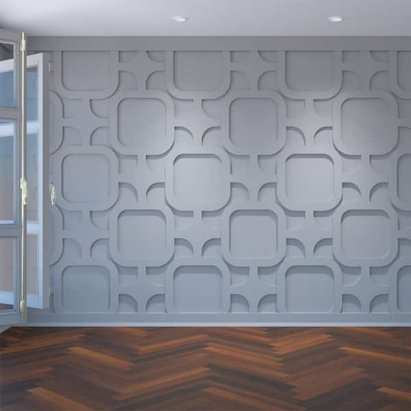 Ekena Millwork 40 7/8"W x 23 3/8"H x 3/8"T Large Lancaster Decorative Fretwork Wall Panels in Architectural Grade PVC