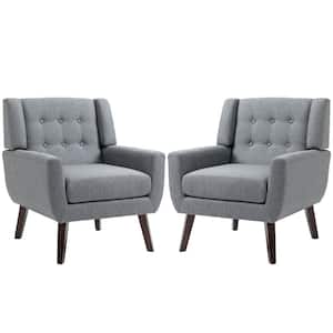 Dark Gray Linen Arm Chair (Set of 2)