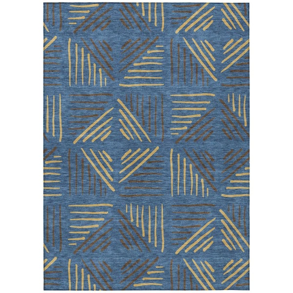 Chantille Machine Washable Indoor/Outdoor Abstract ACN2413 Navy 9 ft. x 12 ft. Area Rug
