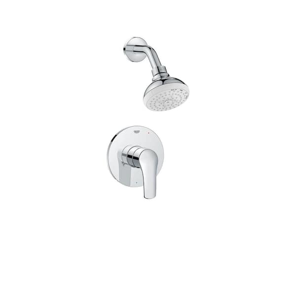 GROHE EuroSmart 1-Handle Wall Mount Shower Trim Kit in StarLight Chrome with Shower Arm - 1.75 GPM (Valve Not Included)