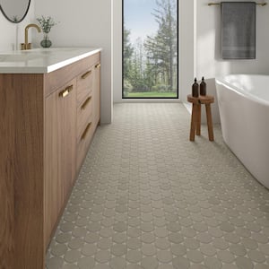Indoterra Riverbed 13 in. x 13 in. Matte Porcelain Concrete Look Circle Mosaic Tile (4.79 sq. ft./case)