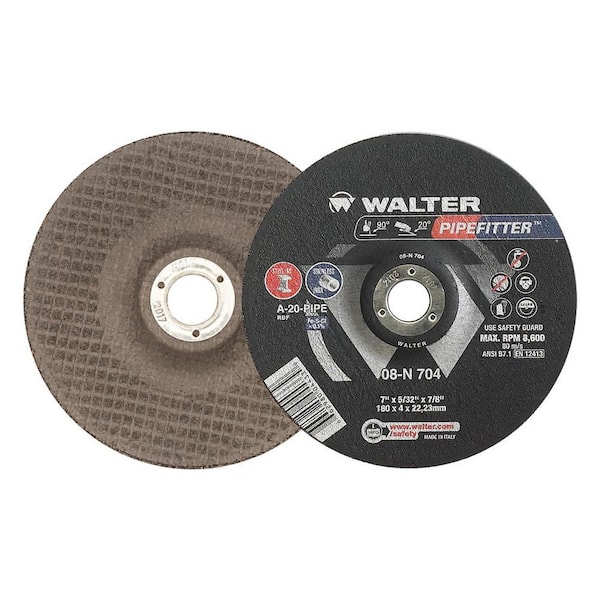 WALTER SURFACE TECHNOLOGIES PIPEFITTER 7 in. x 7/8 in. Arbor x 5/32 in. T27 A-20-PIPE Pipeline Grinding Wheels (Pack of 25)