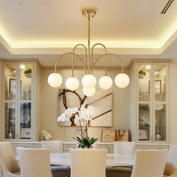 Rennnsan Ayden 6-Light Gold Contemporary Dimmable Sputnik