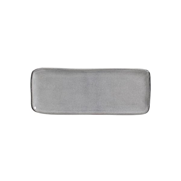 PORTO BRASIL 8.66 in. Dust Gray Stoneware Rectangular Platter Organic (Set of 4)