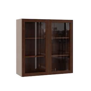 Designer Series Soleste Assembled 36x36x12 in. Wall Kitchen Cabinet with Glass Doors in Spice