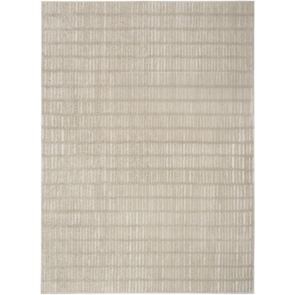 Nourison Cozy Modern Grey Ivory 8 ft. x 10 ft. Linear Contemporary Area Rug