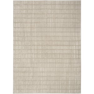 Cozy Modern Grey Ivory 8 ft. x 10 ft. Linear Contemporary Area Rug