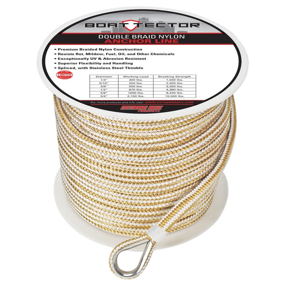 Extreme Max BoatTector Premium Twisted Nylon Anchor Line with Thimble 3006.2075-Parent 