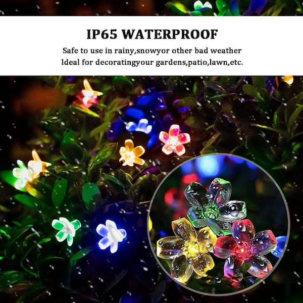 Multi-Colored Plastic Solar Outdoor String Flower Lights