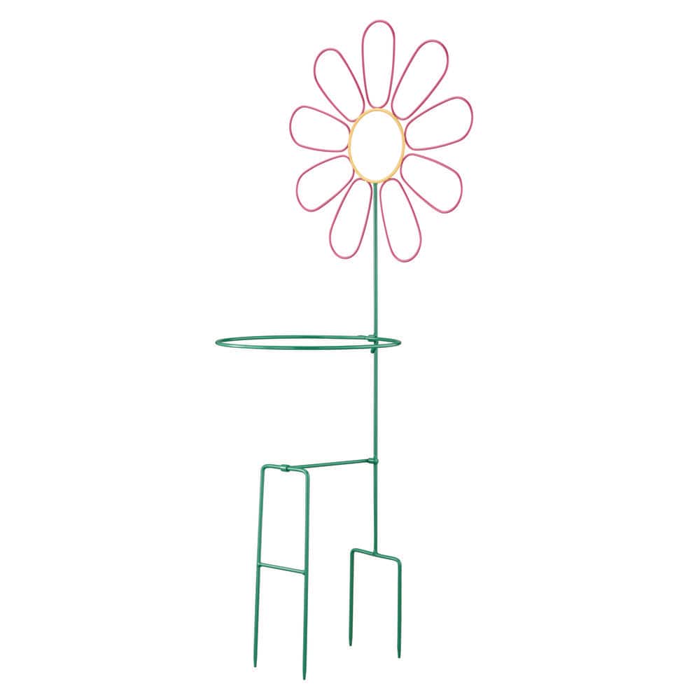 Vigoro 36 in. H Pink Flower Iron Decorative Planter Stake HD1465