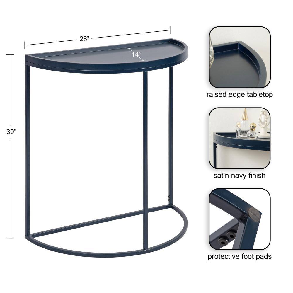 Dorrah Navy Blue Metal Half-Circle Console Table with Storage