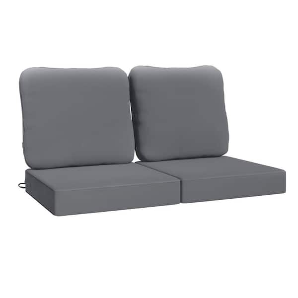 AAAAAcessories 24 in. X 24 in. Outdoor Square Waterproof Removable Sofa Cushion in Dark Gray（2 Packs）