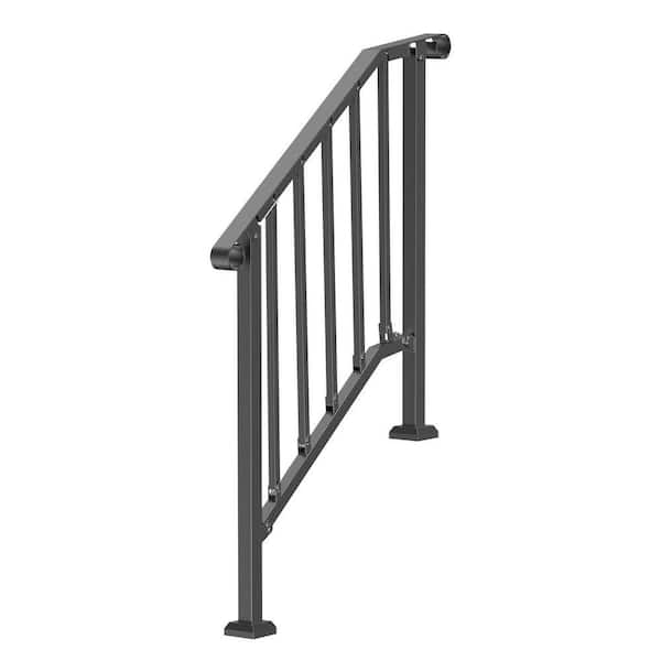 Handrails for Outdoor Steps 2-3 Step Stair Hand Rail Kit Transitional Carbon Steel Railings with Installation Kit