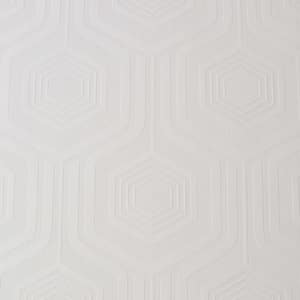 Curvy Geo White Paintable Removable Wallpaper Sample