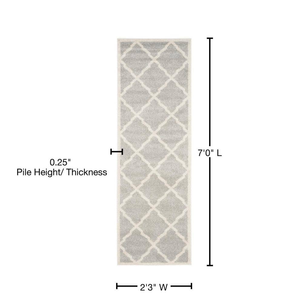Elegant Geometric Reversible Runner Rug in Beige and Light Grey