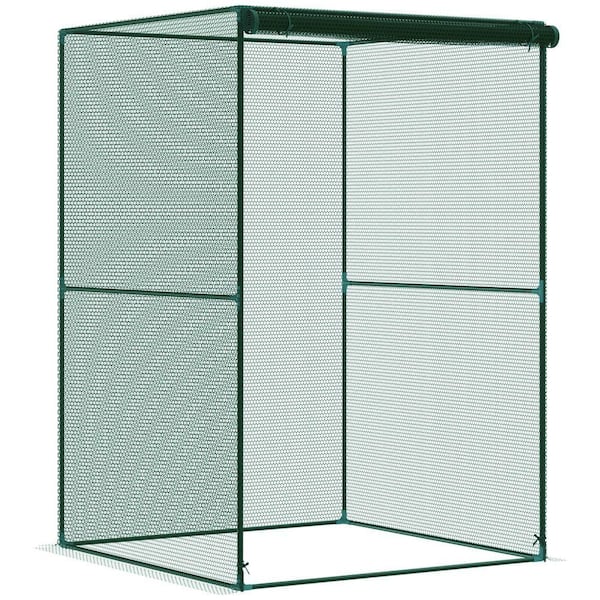 4 ft. W x 4 ft. D Green Steel Plant Cage, Protection Tent with Zippered Doors