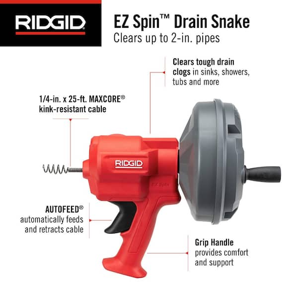 EZ SPIN Drain Cleaning Snake Auger