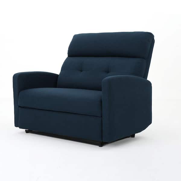 Noble House Halima 47 in. Navy Blue Polyester 2-Seat Reclining Loveseat with Square Arms