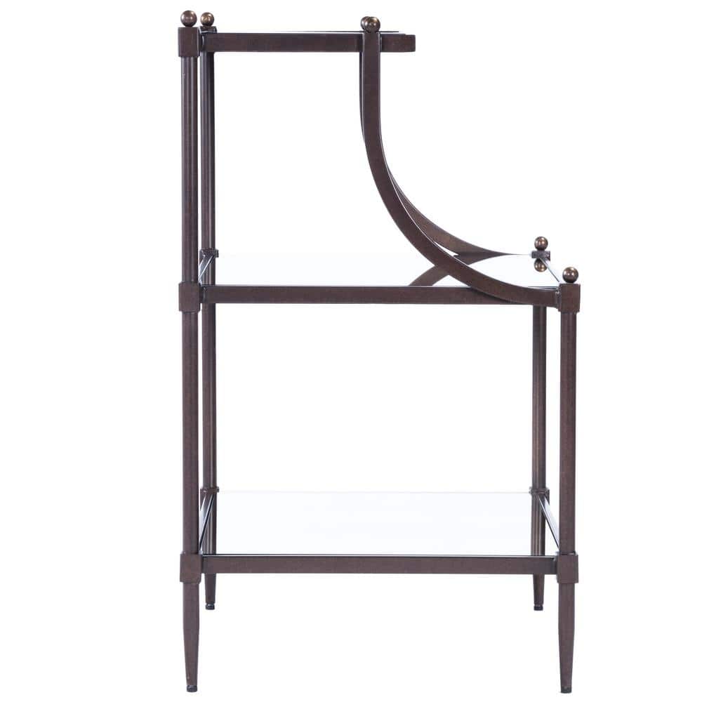 Bronze Mirrored Glass Rectangular Accent Side Table