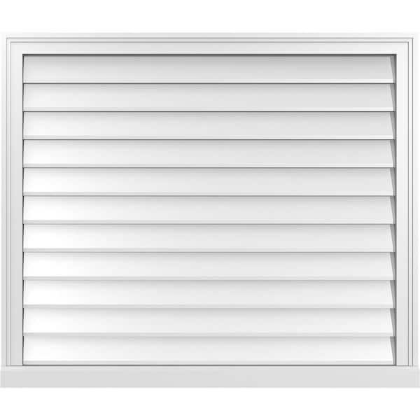 Ekena Millwork 40 in. x 34 in. Vertical Surface Mount PVC Gable Vent: Decorative with Brickmould Sill Frame
