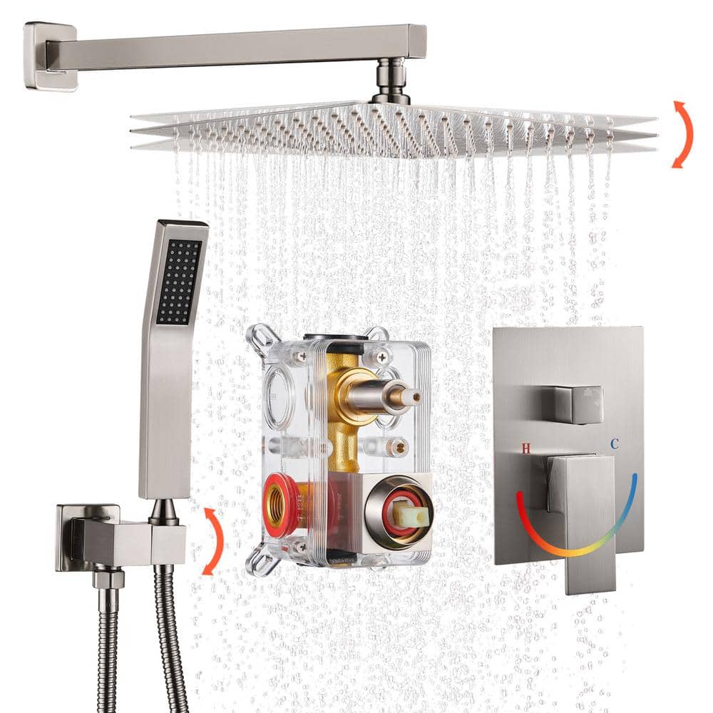 10in. Single Handle 1-Spray Shower Faucet System Combo with Valve 1.8 GPM Adjustable Dual Shower Heads in Brushed Nickel price history on PriceWatchPro